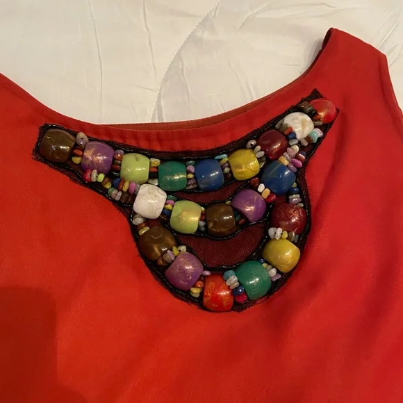 Rare London Beaded neckline orange mini dress ASOS - Picture 2 of 7